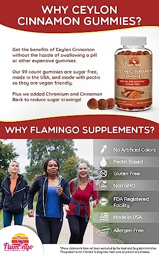 Sugar Free Ceylon Cinnamon Gummies 2000Mg /Serving- Sugar Regulation, Joint Pain, Neuroprotective- Cinnamon Supplement With Chromium And Cinnamon Bark- Alternative To Cinnamon Capsules - 90 Chews #TOP3