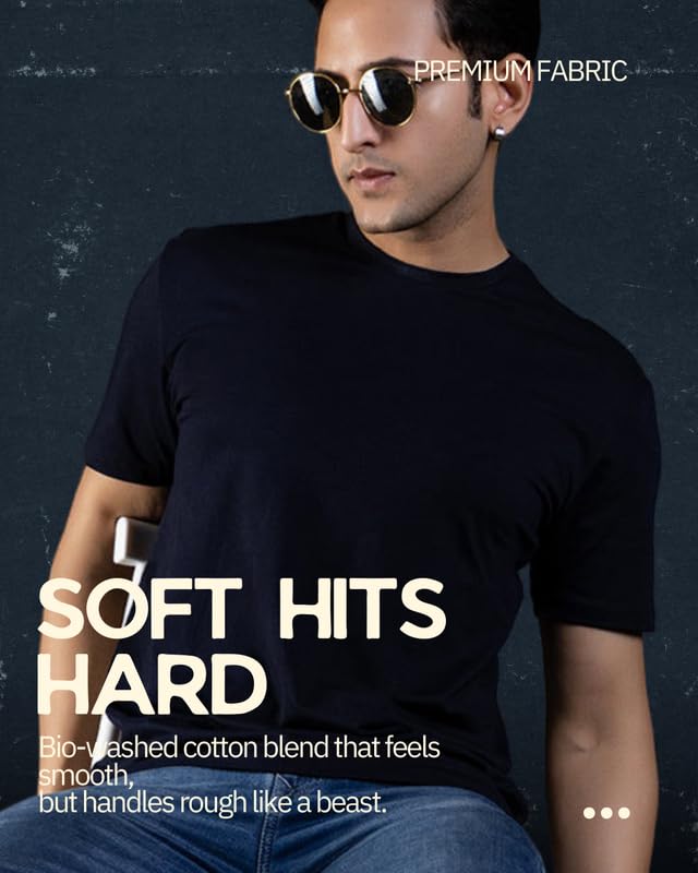 Image of Ghumakkad Cotton Blend Half Sleeve Round Neck Sports T Shirt for Men