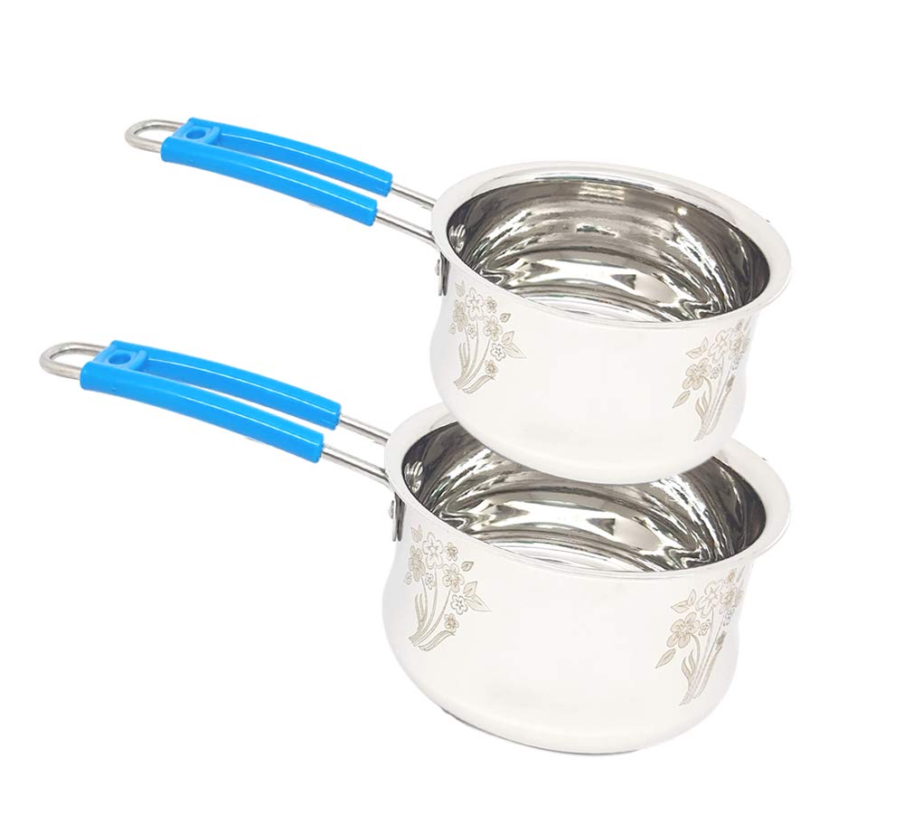 Bartan Hub Induction Bottom Saucepan Set(Stainless Steel,Laser Finished, 750 ml, 1500 ml)