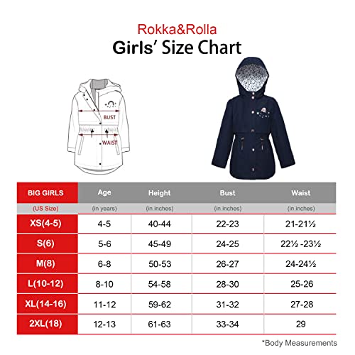 Rokka&Rolla Girls' Hooded Rain Jacket Lightweight Windbreaker Dress Trench Coat #TOP6