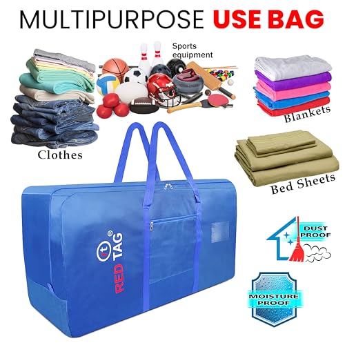 Image of Storite Extra Large Moisture Proof 236 L Heavy Duty 1680 Denier Nylon Multi-Purpose Toys Storage Bag /Stationery Paper /Blankets /Clothes Storage Bag (Blue, 113x39.5x53 cm)