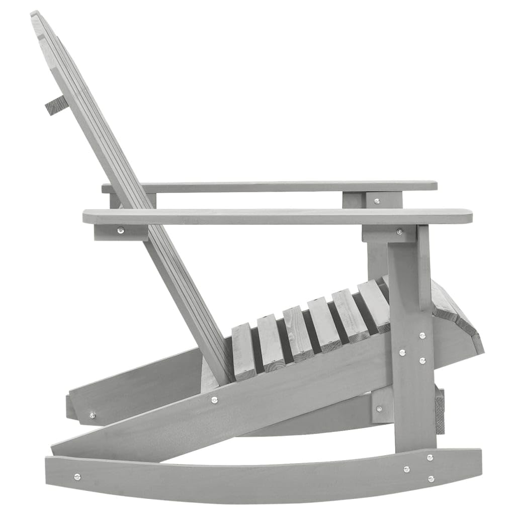 Sedia a dondolo da giardino, in legno, grigio, per il tempo libero, per esterni, balcone, terrazze, giardini, ponti