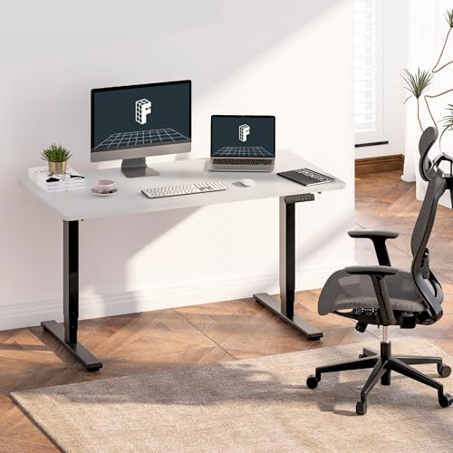 Image of FLEXISPOT E6 3-Stage Dual Motor Electric Standing Desk 48 x 24 Sit Stand Up Desk, Holds 220 lbs, Adjustable Height w /Memory Presets, One-Piece White Desktop & Black Frame, Ships in 2 Boxes
