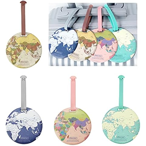 4-Piece Set of World map Luggage Tags, Luggage Tags, Travel Accessories, Luggage Tags Cover