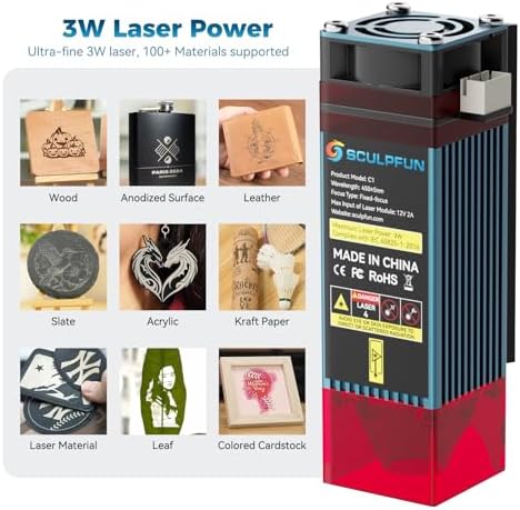 Bild 1 - SCULPFUN C1 Mini Lasergravierer 3W, tragbare Lasergravurmaschine mit 0,04 mm ultrafeinem Punkt, breite Kompatibilität, Gravurbereich 150 x 130 mm