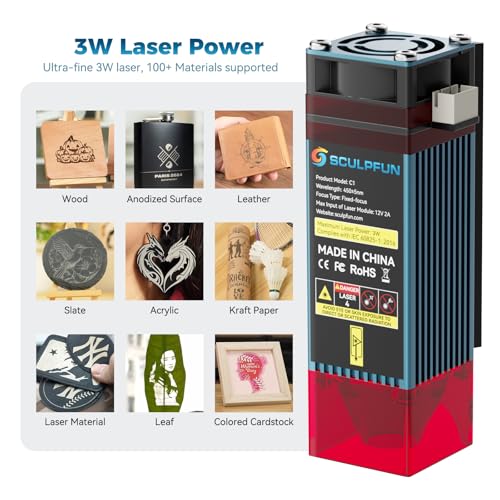 SCULPFUN C1 Mini Laser Engraver, 3W Portable Laser Engraving Machine with 0.04mm Ultra Fine Spot, Work for DIY Beginners,Plywood,Leather,Kraft Paper,Slate, Engraving Area 150 * 130mm by SCULPFUN - Used condition - Image 2