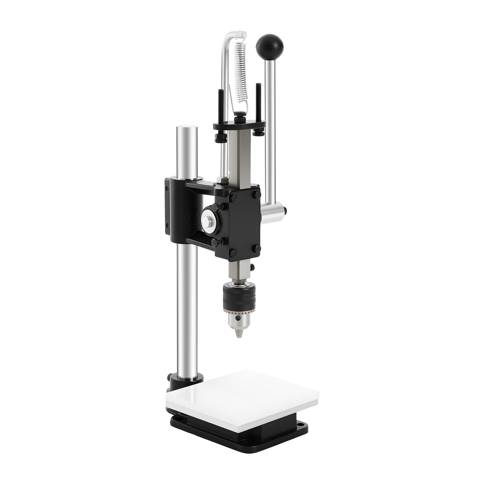 Pressa manuale in pelle, punzonatrice a leva in ghisa, macchina perforazione professionale con molla economica, altezza regolabile 0-16 cm, capacità 160 kg, mandrino 1,5-13 mm per pelletteria