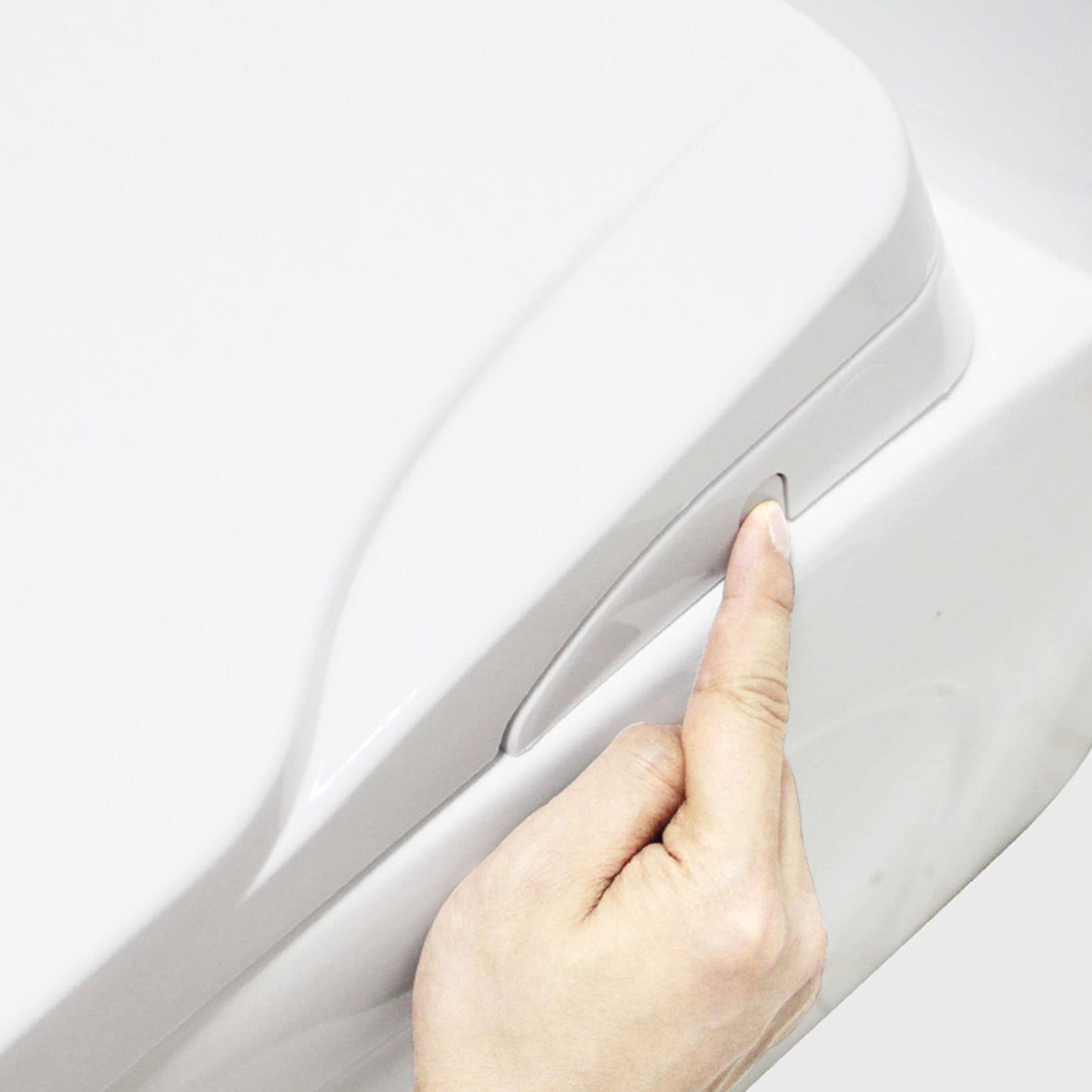 Sedile WC a chiusura lenta, facile da rimuovere per la pulizia, facile da installare, con adesivo per WC, bianco (47,5 x 36,5 cm)