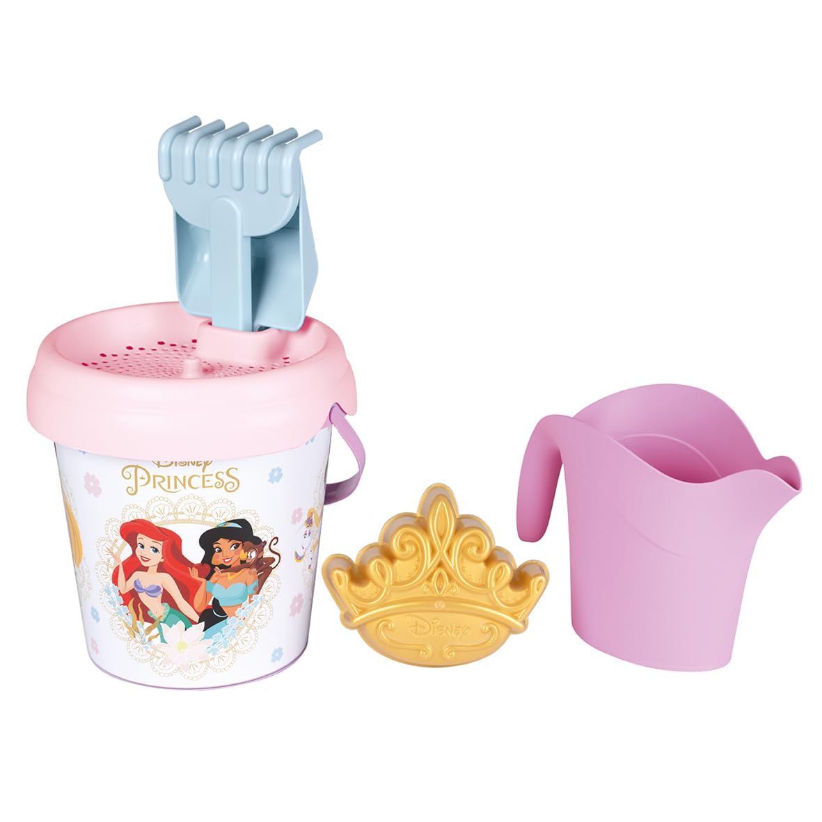 Smoby - Disney Princess - Filled Bucket Watering Can - Sieve, Rake, Shovel, Watering Can Sand Mold - From 18 Months - Made in France