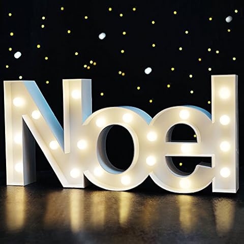 Bright Zeal 18" Large NOEL Sign Marquee Letters With Lights (White, 6hr Timer) - Christmas Wall Decor NOEL Letter Christmas Tabletop Decorations For Home - Light Up Christmas Tabletop Decorations Cover