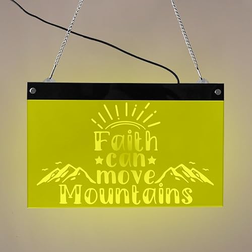 Miniatura 2 de Faith Can Move Mountains - Letrero de neón con luz LED, multicolor, letrero de acrílico religioso, emblema religioso, escritura de oración
