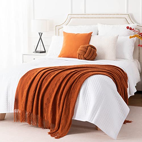 Battilo Home Caramel Throw Blanket For Couch, Orange Red Throw Blanket For Bed, Fall Decor Rust Red Fall Throw Blanket, 50"X60" #TOP3