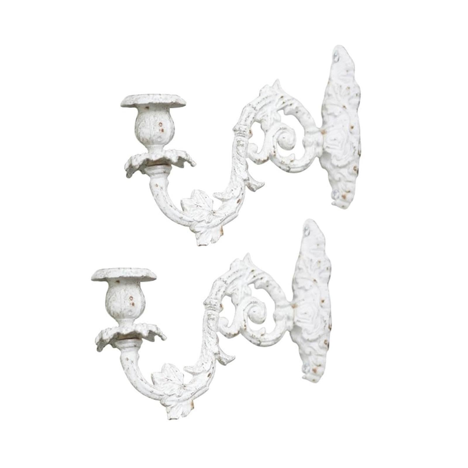 Portacandele Portacandele a Colonna a Forma di Vite Shabby Chic da Parete in ghisa Decorazioni per la mensola del Camino(2 PCS)