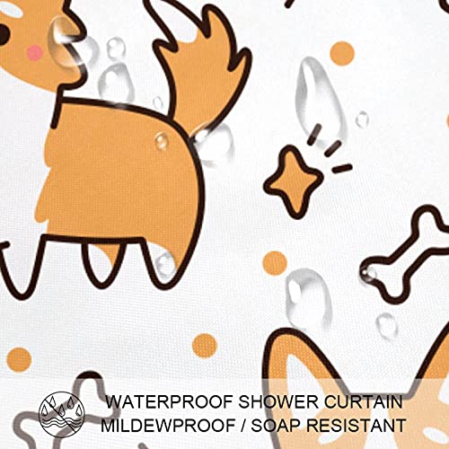 Rideau de douche Corgi avec motif os de chien étanche - 4