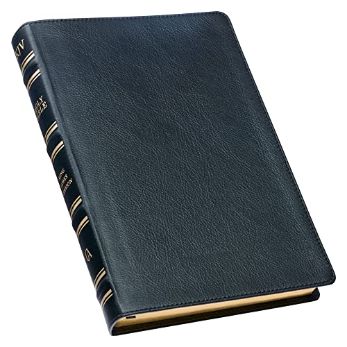 KJV Holy Bible, Thinline Large Print Premium Full Grain Leather Red Letter Edition Ribbon Marker, King James Version, Black (KJV Thinline LP Editions)