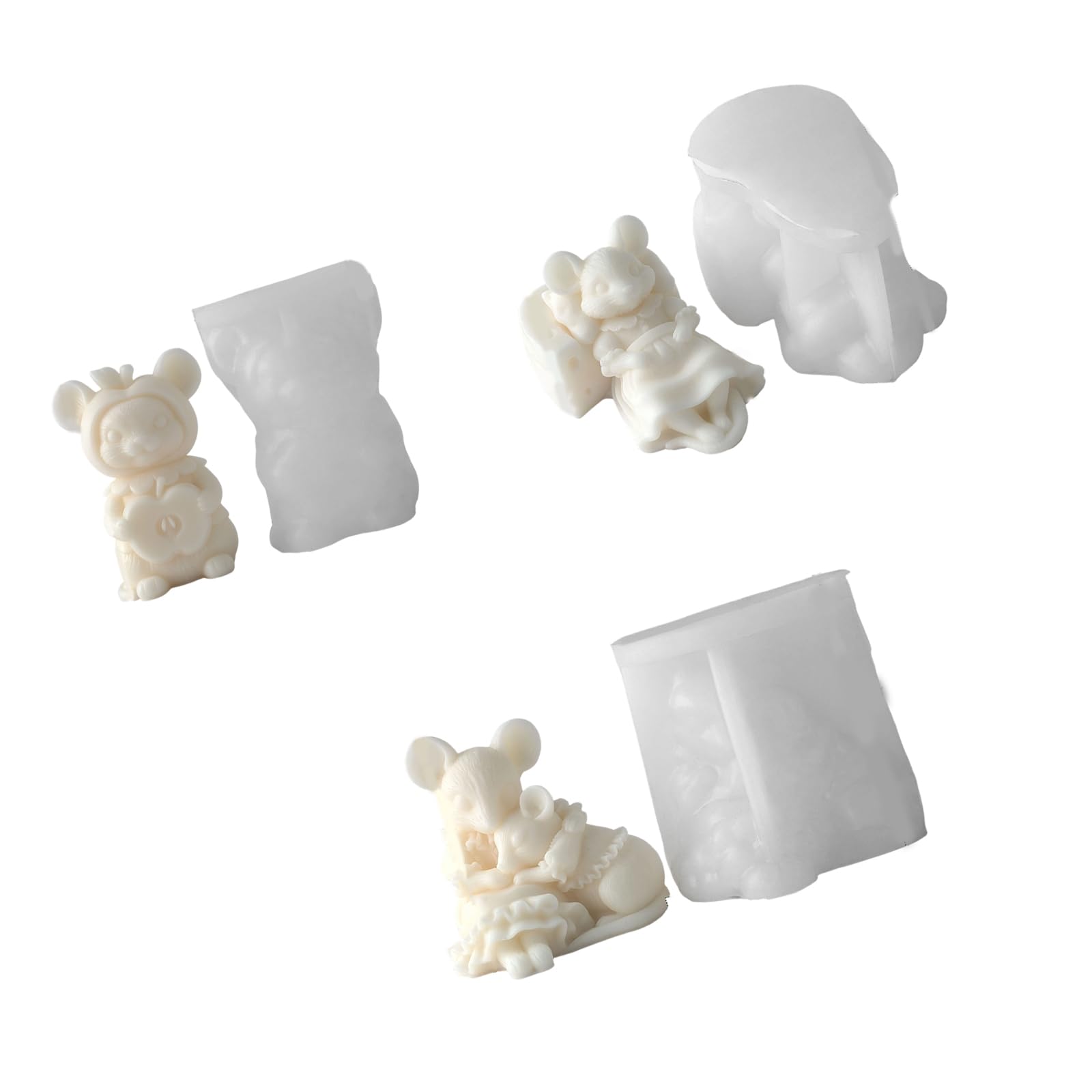 Whoasyst 3PCS Creative Cartoon Silicone Molds for Candlewax Soap Resin Craft Featuring Cheese Design and Corn Silicone for Light Holders