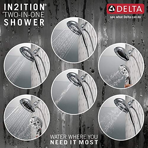 Image of Delta Faucet 5-Spray In2ition Dual Shower Head with Handheld Spray, H2Okinetic Brushed Nickel Shower Head with Hose, Showerheads, Handheld Shower Heads, Magnetic Docking, Stainless 58480-SS-PK