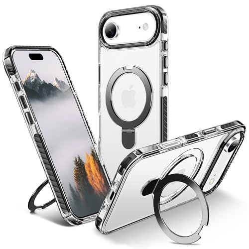 Coque iPhone 17 transparente MagSafe UMIONE avec support bague antichoc