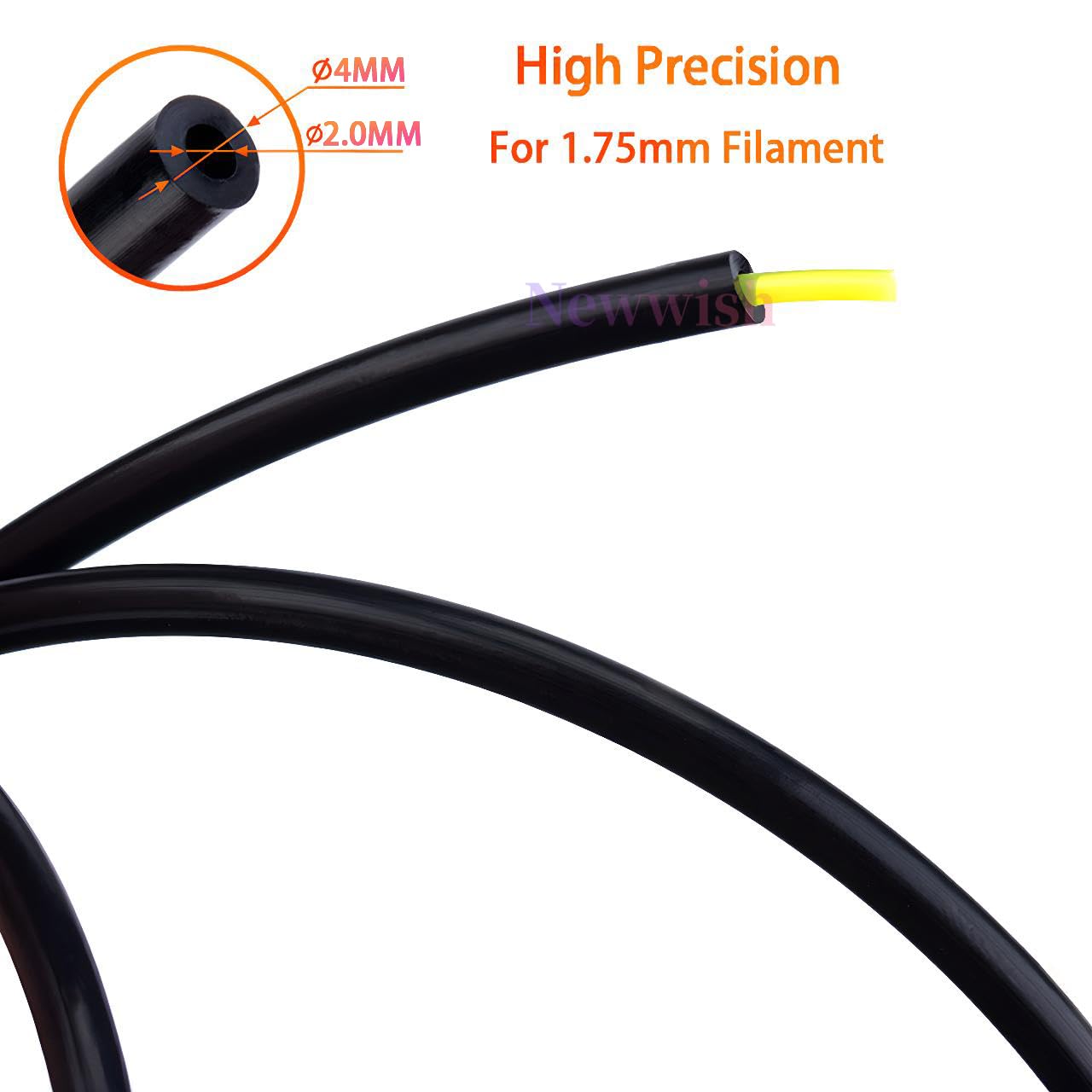Zestaw rur PTFE 3M, czarna teflonowa rurka Bowden ID 2 mm OD 4 mm rura PTFE do filamentu 1,75 mm ze złączem 5 x PC4-M6, 5 x złączki pneumatyczne PC4-M10, 5 x zestaw tulei zaciskowych Bowdena