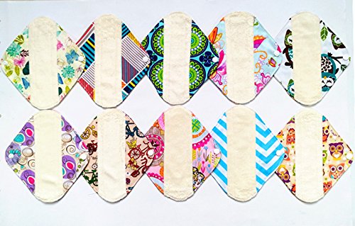 10 Pieces 8 Inch Light Bamboo Mama Cloth/ Menstrual Pads/ Reusable Sanitary Pads Panty Liner . #TOP1
