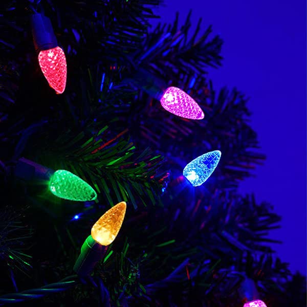 Image of C6 Christmas Lights 50 LED Multicolor Strawberry 18ft Waterproof String Lights for Outdoor Indoor Garden Yard Home Party Christmas Tree Decorations (Multicolor)