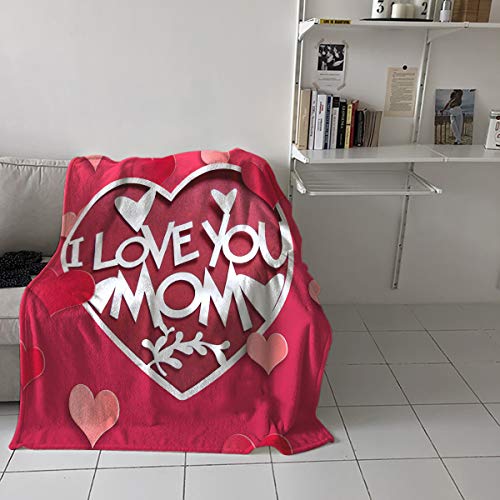 Greeeen Plush Fleece Throw Blanket | Fuzzy, Soft, Warm, Cozy, Reversible Blanket For Bed Couch Sofa Chair Travel- 39" X 49", Mother's Day I Love You Mom Red Heart #TOP3