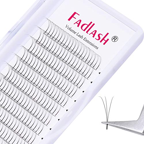 3D Volume Lash Extensions FADLASH D Curl Premade Volume Eyelash Extensions 0.10mm Premade Fans Lashes 8-20mm Length (3D-0.10-D, 18mm)