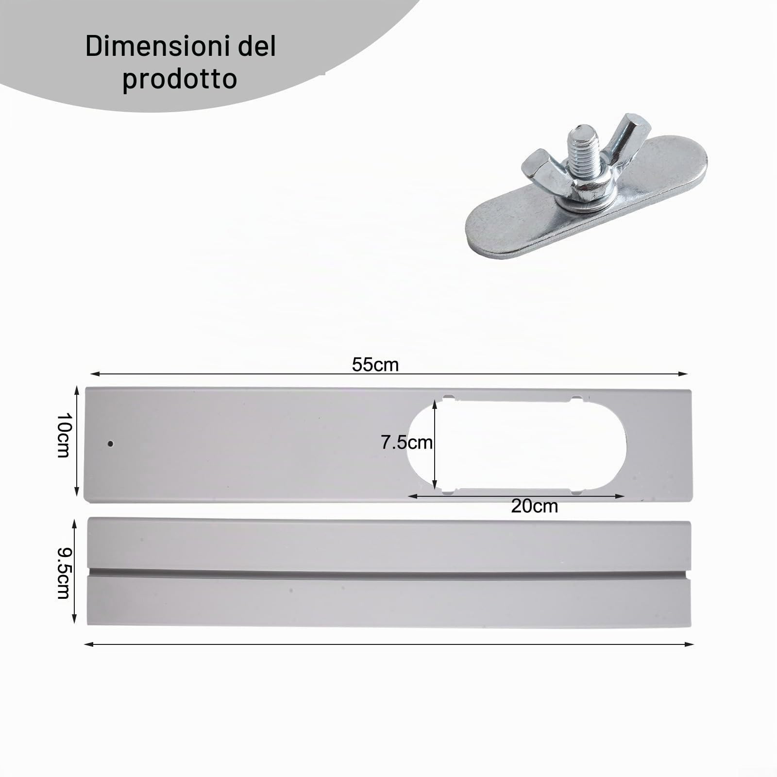 Deflettore mobile regolabile per aria condizionata, pannello sigillante per finestre in PVC, kit di scorrimento regolabile per vari modelli di condizionatore d'aria (2 pezzi)