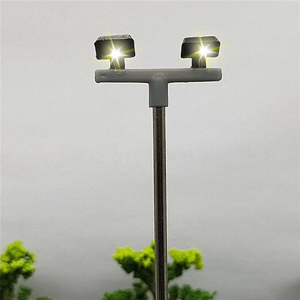 5 Pack Twin LED yard lights, Model Railway Yard Lights Twin LED Lights OO 00 Guage Flood Light 1:76, White, 12Cm - Image 4