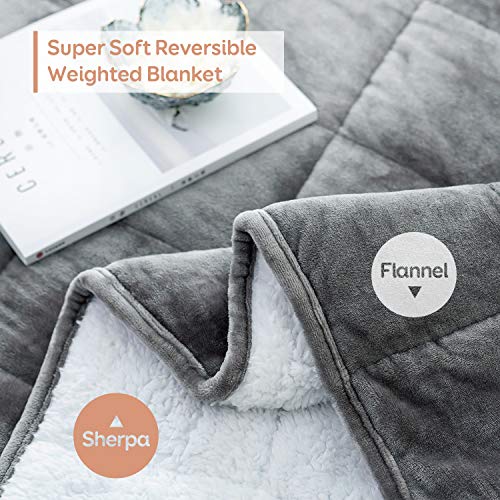 Sivio Sherpa Fleece Weighted Blanket For Adult, 15 Lbs Heavy Fuzzy Throw Blanket With Soft Plush Flannel, Reversible Queen-Size Super Soft Extra Warm Cozy Fluffy Blanket, 60 X 80 Inches, Grey #TOP2