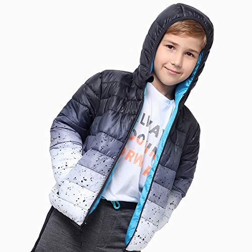 Image of Rokka&Rolla Boys' Reversible Lightweight Water-Resistant Puffer Jacket | Lightweight Breathable Reversible Puffer Makes A Hooded Winter Coat For Boys To Wear During Cold Weather Activity