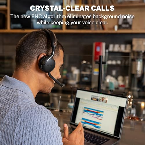 Image of JLab, Go Work Gen 3, Wireless Headset, Boom Microphone, Noise Cancelling Mic, USB-C Dongle, Bluetooth Multipoint, Black