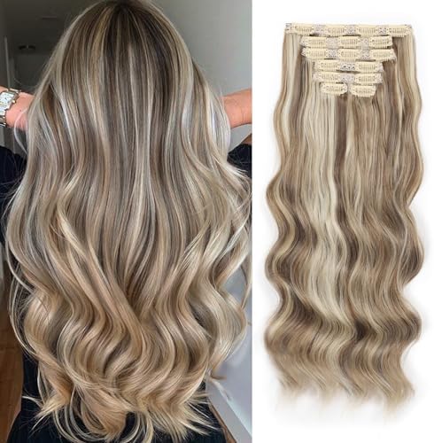 Xtrend Clip-in Haarverlängerungen – 20 Zoll, Schwarze Wellen, 4-teiliges Set, Synthetisch