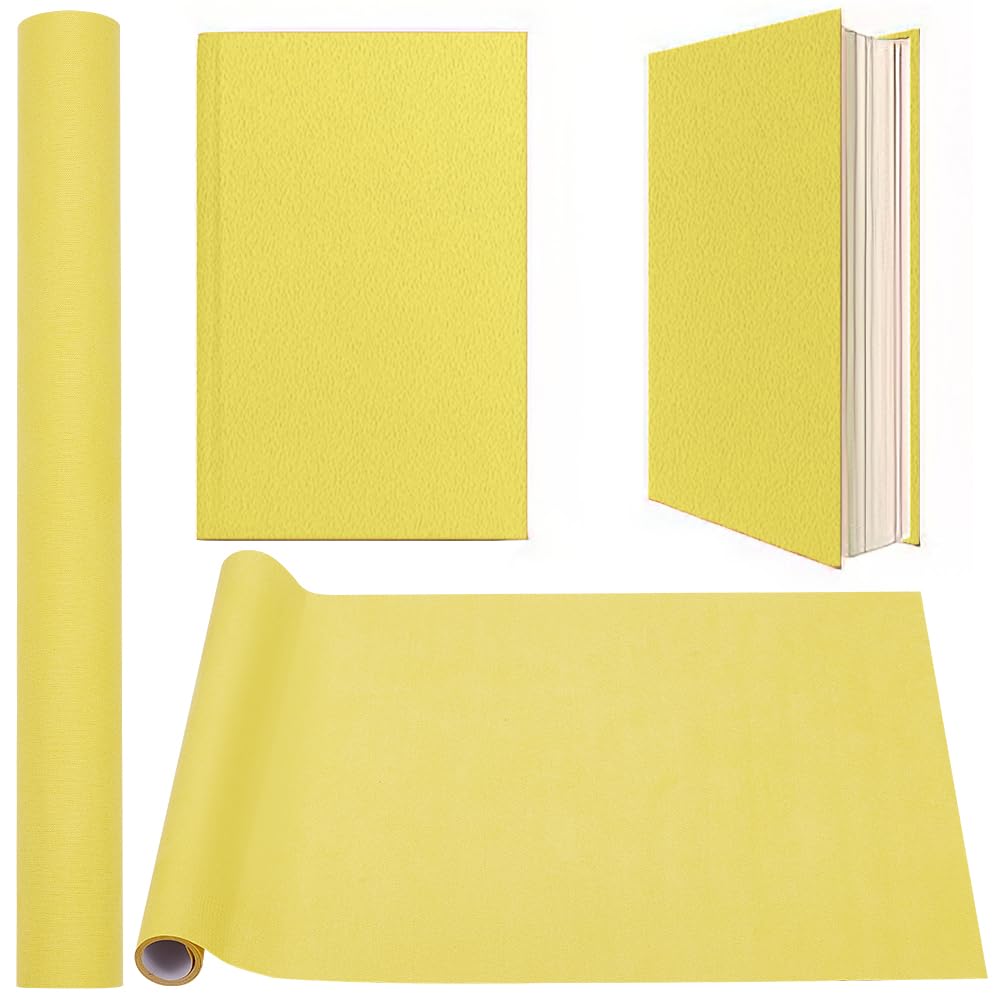 CRASPIRE Tela Per Copertina Libro Giallo Limone - 130x30 Cm, Tessuto Scamosciato Con Supporto In Carta, Per Rilegatura E Scrapbooking - 2