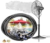Qilampe Drip Irrigation Kit Misting System,50ft 1/4'' Tubing Watering Kit Automatic Blank Distribution Misting System Tubing Hose with 10pcs Plastic Mist Nozzle Sprinkler for Garden Outdoor Patio