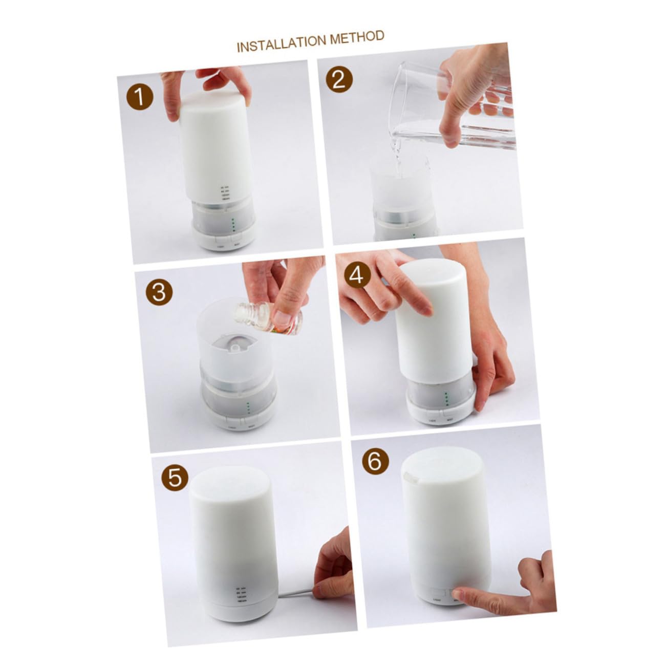 Humidificador de Aroma USB Ultrasónico 125ml Blanco Pp | Aromaterapia Aceites Esenciales, para Agua, Yoga y Dormitorio, Ayuda a Humedecer en Invierno