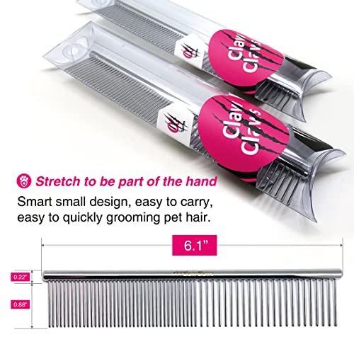 Image of Cat Combs with Rounded Teeth, Removing Tangles and Knots, Quality Chrome Plated Thinner Round Spine Comb, Great Hand Feel and is NOT Easy to Rust, Exquisite and easy to carry