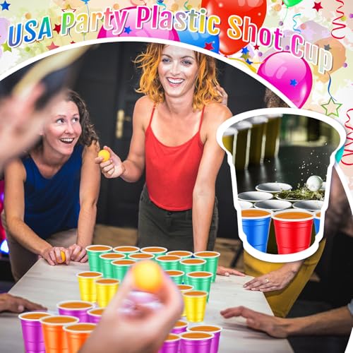 image for Roshtia 100 Pack 2 oz Plastic Shot Cups, Mini Disposable Shot Glasses 