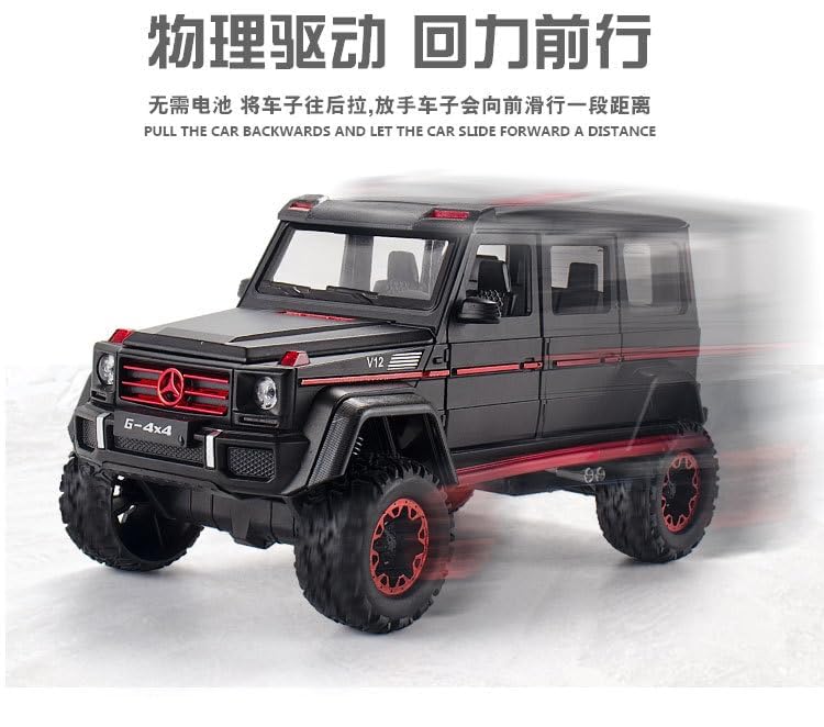 Image of 1 /24 Big Mercedes AMG G500 4X4 Toy Car Metal Pull Back Diecast Car with Openable Door and Sound Light, Gifts Toys for Kids (Green)