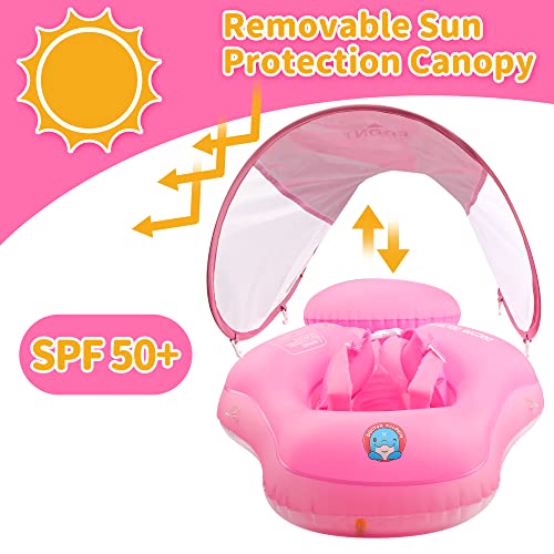 Doctor Dolphin Baby Pool Float With Tail Inflatable Baby Swimming Float With Sun Canopy (Pink, L) #TOP1