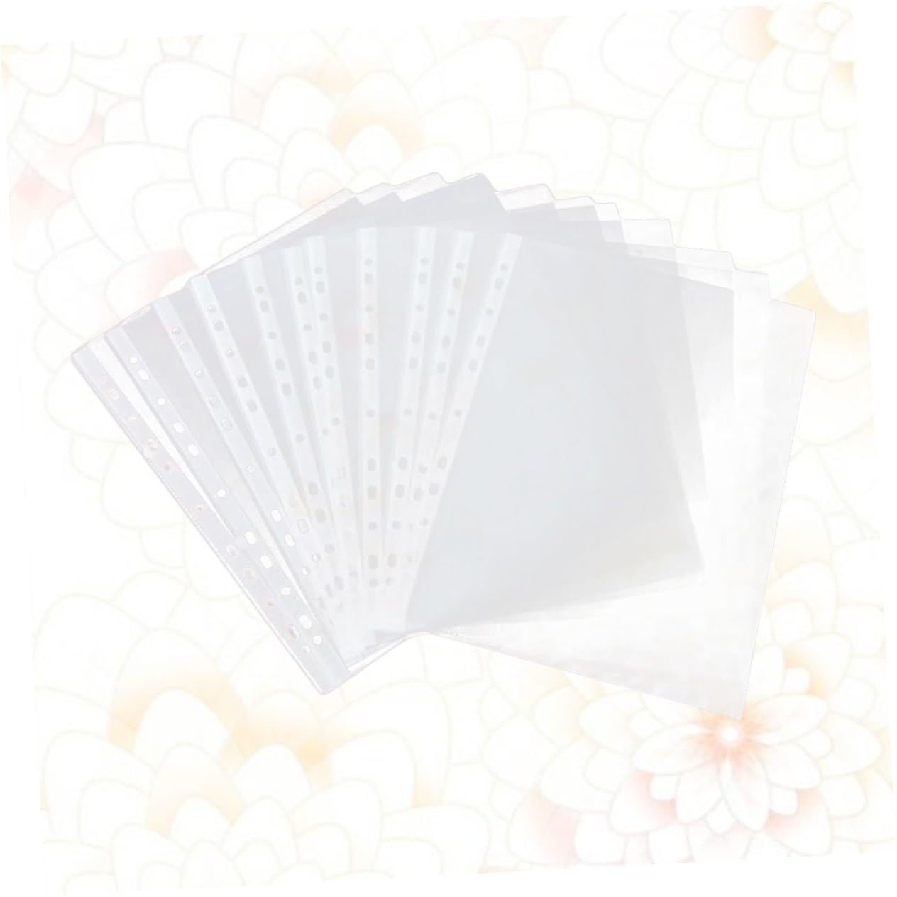 Sosoport Protector de Hojas Perforadas A4 Transparente 11 Orificios 100 Unidades Bolsa Protectora para Archivos Importante Uso Oficina Escuela Universidad
