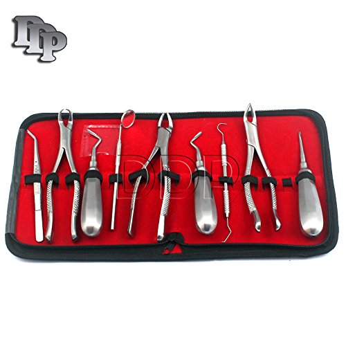 DDP 9 PCS Basic Dental EXTRACTING Extraction Forceps Elevators Set KIT