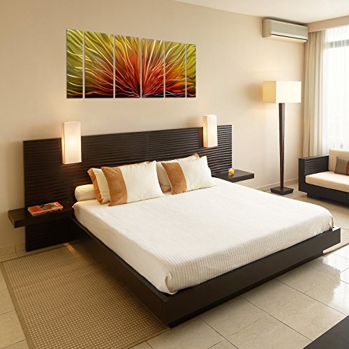Pure Art Multi-Colored Flower Metal Wall Art - 3D Wall Art For Modern And Contemporary Decor - Handcrafted Decorative Wall Hanging In 6-Panels 24 X 65 Inch #TOP2