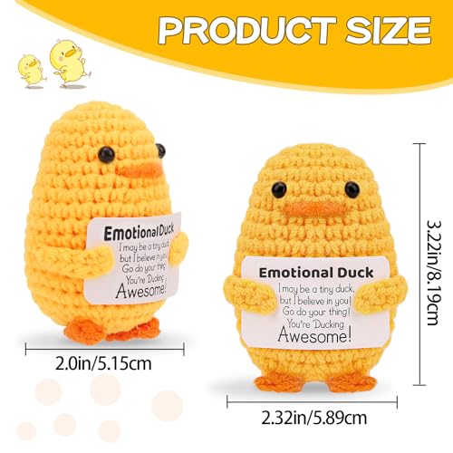 Image of Hoedia Emotional Duck Small Mother's Day Easter Gifts for Women Men Her Him, Positive Crochet Cute Funny Inspirational Support Stuffers College Office Friend Birthday Basket Filler Decorations