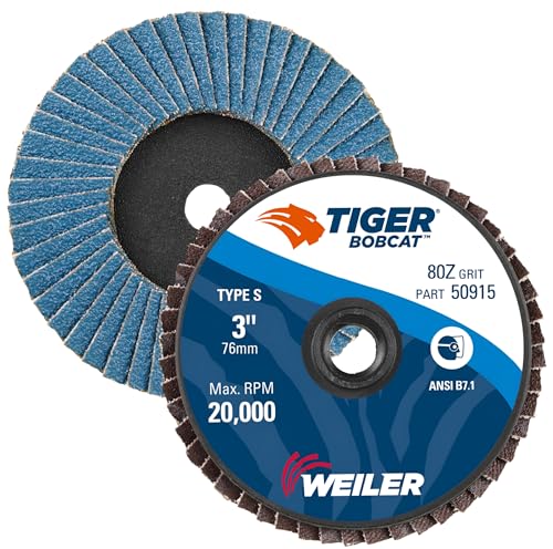 Image of Weiler 50915 Bobcat 3 inch Diameter, 80 Grit, Zirconium, Plastic Backing, Type 27 Specialty Abrasive Flap Mini Disc