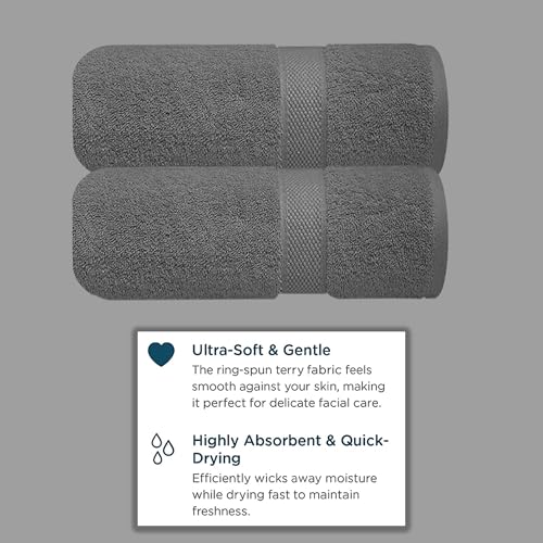 Image of Sulfar 100% Combed Cotton, Quick Drying Highly Absorbent, Luxury Hand Towel Set (Pack of 2, 40 X 70 cm) Grey