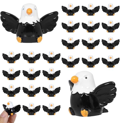 Darovly 25 Pcs Mini Resin Bald Eagle, Bald Eagle Figurines