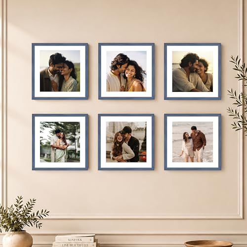 Image of Art Street Premium Photo Frame for living room, Classic Aesthetic Design Photo Frames for Photograph, Art Work, Kids Room Set of 6 (12x12 Inch, Blue)
