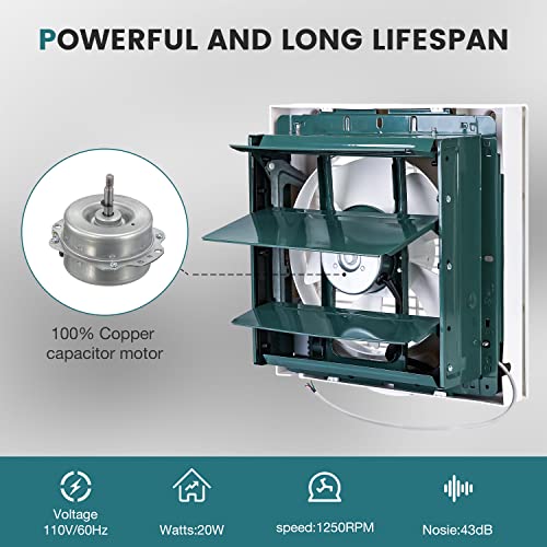 Fanspex 8-Inch Window Exhaust Fan With Intake Vent Air Function, High Velocity 310Cfm Air-Flow Wall Mount Ventilate Fan For Bathroom, Kitchen, Garage, Greenhouse, Attic (43Db Quiet Operation) #TOP4