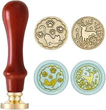 2 x Wax Stamps, Vintage Retro Stamp Seal with Wooden Handle, Retro Wood Stamp Removable Wax Seal for Envelopes, Invitations, Cards, Gift, Retro Seal